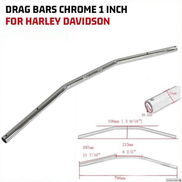 STANG HANDLEBAR DRAGBAR HARLEY DYNA TOURING SOFTAIL SPORTSTER CHROME