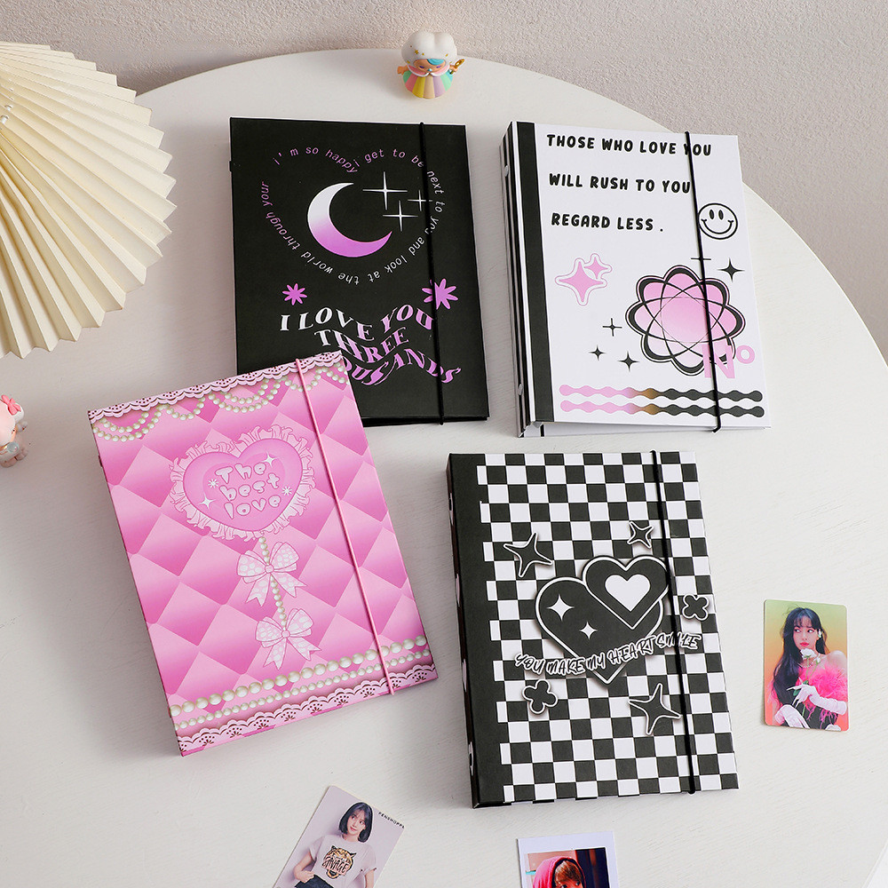 

Skysonic Papeleria A5 Binder Ring Hard Cover Collect Book Pearl Heart Journal Refills Bandage