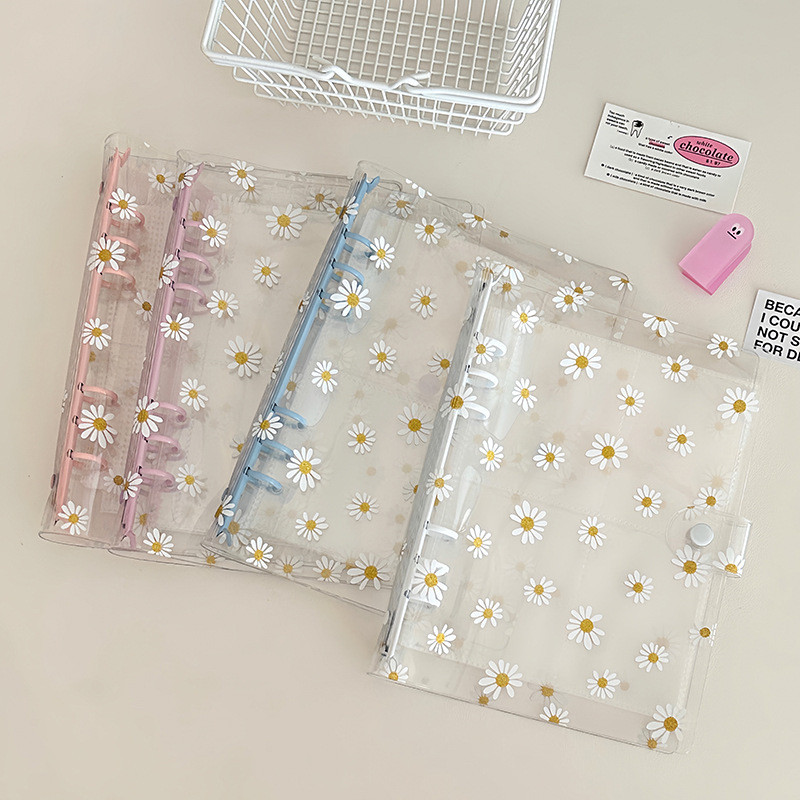 

A6 Colorful Transparen Daisy Loose Leaf Cover Notebook Planner Binder Books Journal Sketchbook Diary