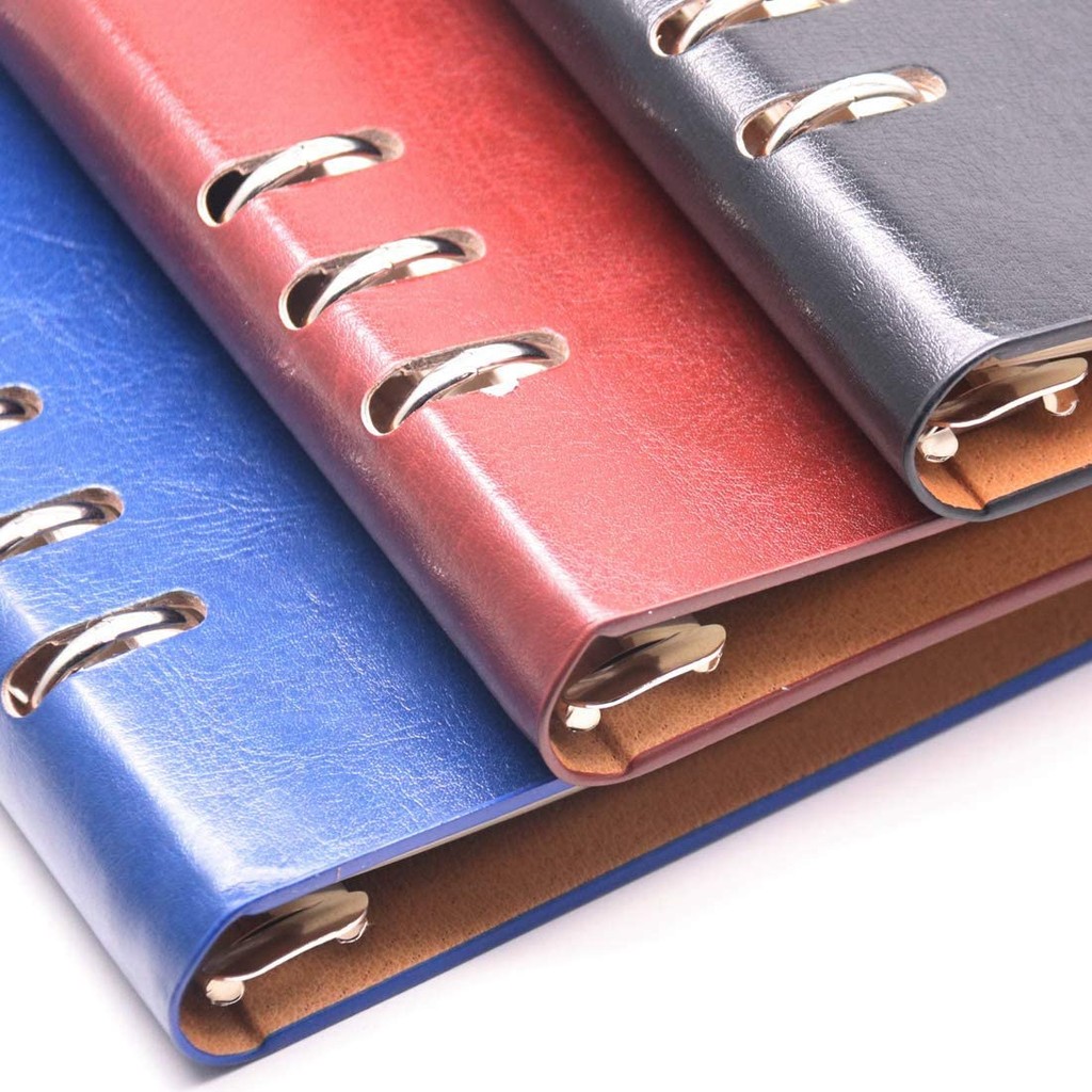 

A23F-A5 Notebook 6 Holes Pu Leather Cover Notebook Loose Pocket Leather Refillable Notebook Binder