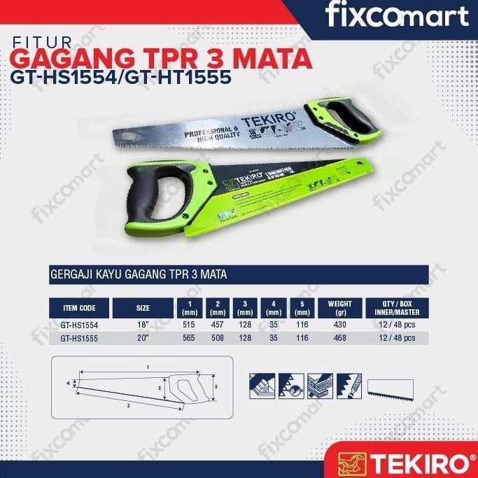 Ready Tekiro Gergaji Kayu 3 Mata 18 Inch