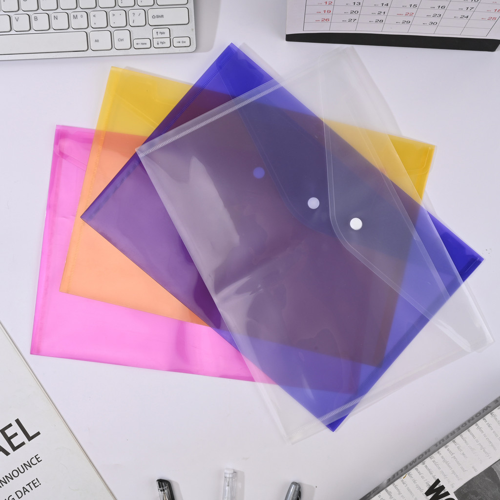 

A4 Clear Document Bag 6 Colors Paper File Folder Letter Envelope Pockets Clips Book Storage