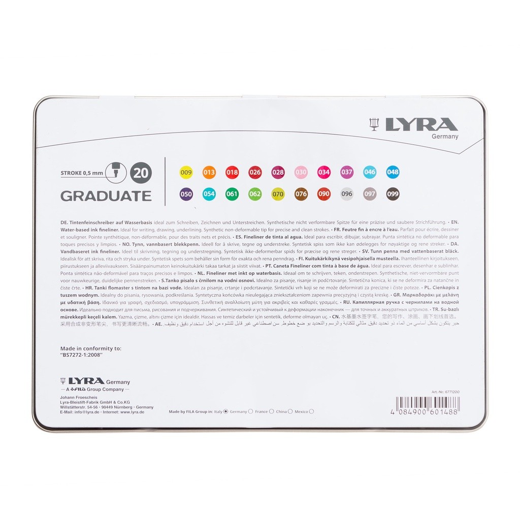 

LYRA Pulpen Warna Graduate Fineliner Metal Box 20pcs
