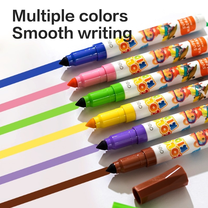 

Deli Jumbo Felt Pen / Color Marker / Spidol Warna Anak 12/24 Warna Mudah Dicuci EC155