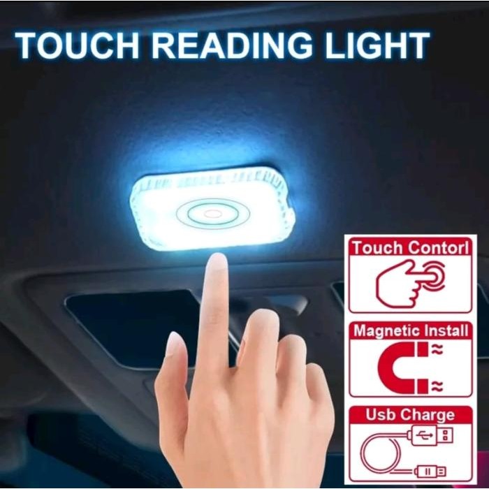 Lampu Plafon Mobil LED Free USB/Lampu Kabin Mobil Lampu Sentuh Tempel Interior Mobil