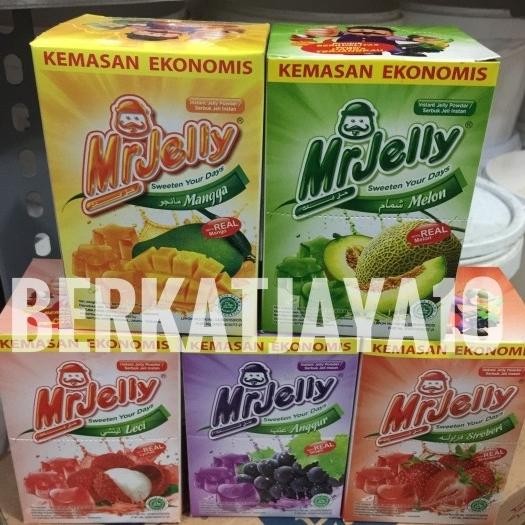 

PastikanTerjaminMutunya- Mr Jelly ekonomis bubuk jelly instant rasa buah 1 dus isi 12x10 gr