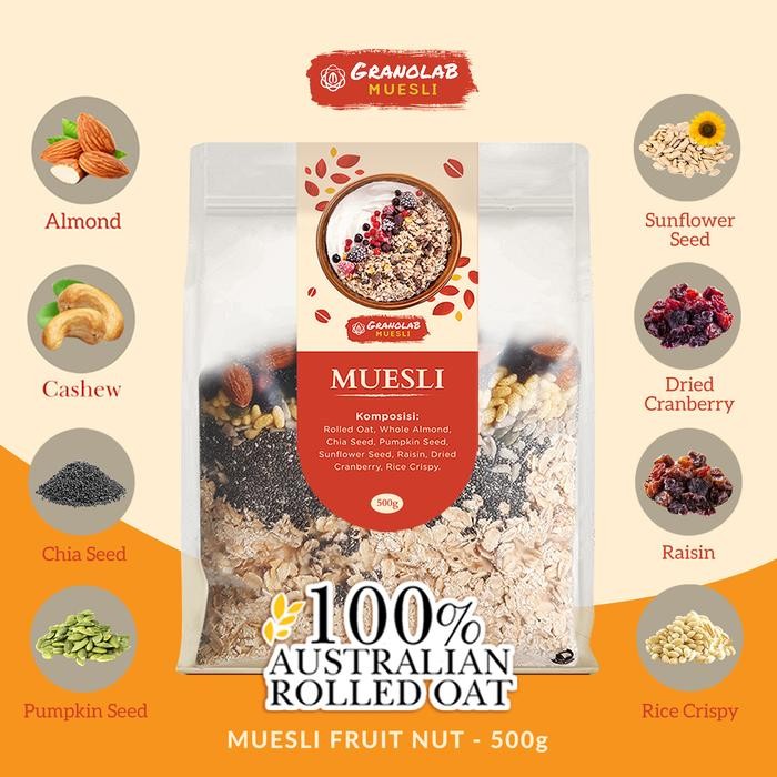 

PastikanTerjaminMutunya- Muesli Fruit and Seed 500 gr - Granolab Muesli