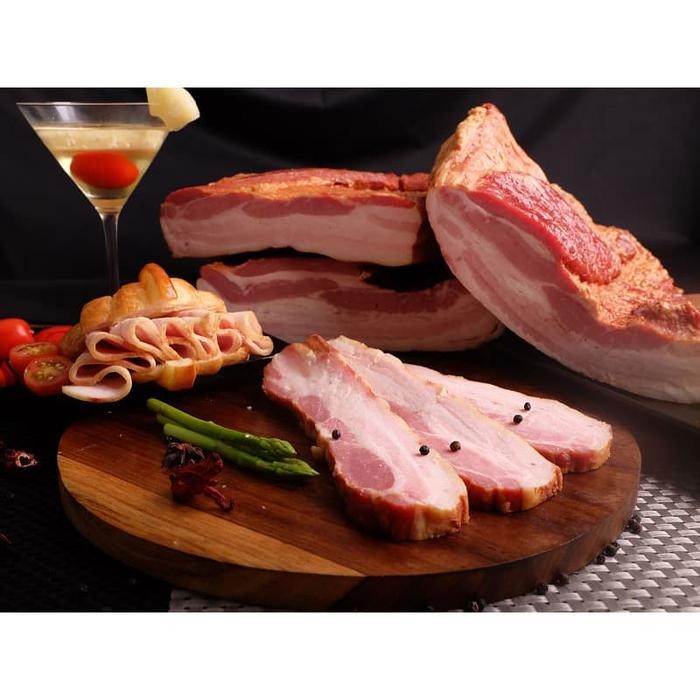 

BnyKBonusBelidiMari- BACON BABI- Streaky Bacon PREMIUM Aroma/Daging Babi Asap - FROZEN FOOD