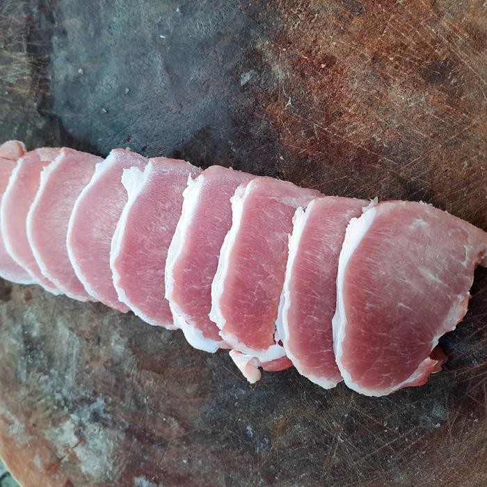 

BnyKBonusBelidiMari- Pork loin Boneless (daging tanpa lemak) potongan uk. 1,2 - 1,4 cm