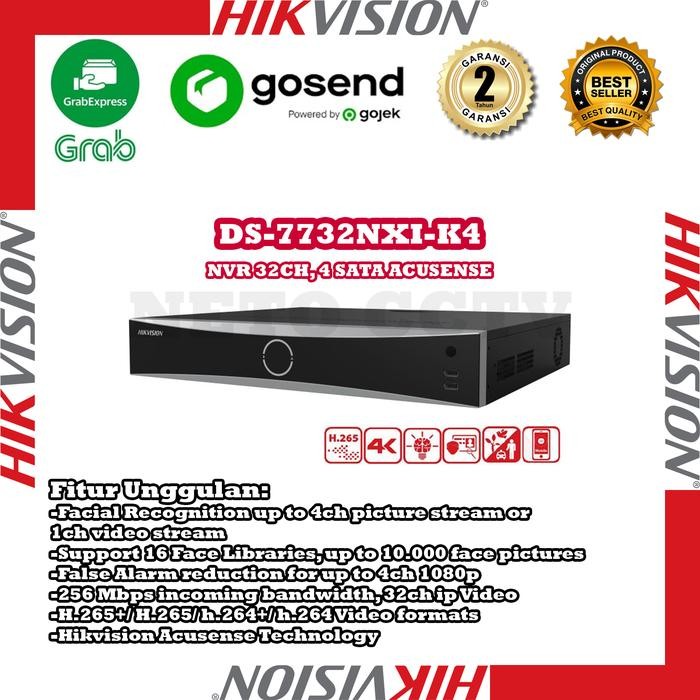 Zooma- Nvr Hikvision Ds-7732Nxi-K4 32Ch 4K Acusense Face Capture 4 Slot Hdd - Camera, Wifi,