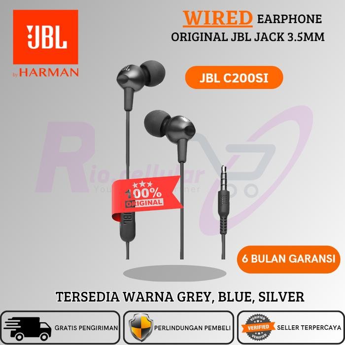 Top- Jbl C200Si Earphone - Headset Original Jbl C200Si Pure Bass & Mic