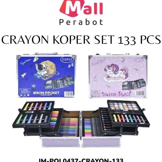 

PROMO / Mall Perabot Crayon Set 133 Pcs Koper Alunium Besi Box Alat Lukis Anak Koper Set Krayon