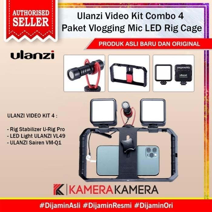 Light- Ulanzi Video Kit Combo 4 Paket Vlog Buat Vlogging Mic Led Rig Cage