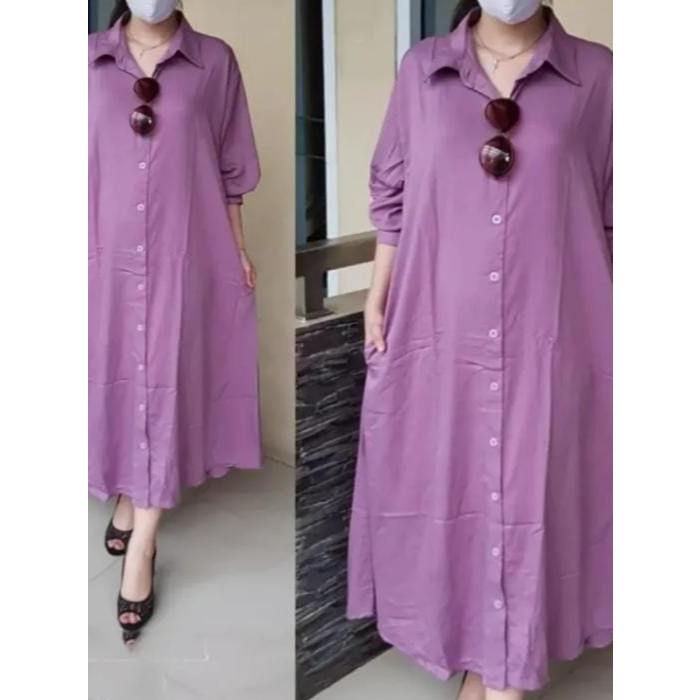 PROMO / Gamis Full Kancing Depan Premium Terbaru 2024 Jumbo Busui Motif Polos