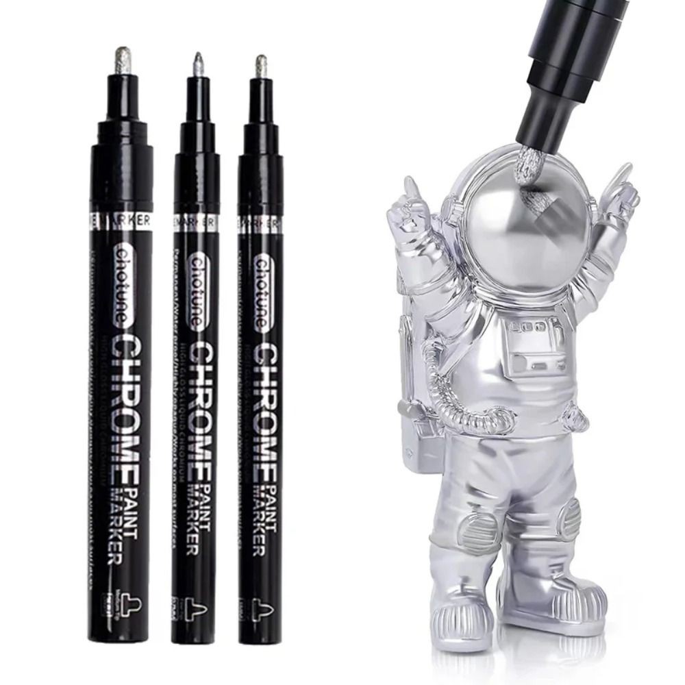 Reflective Art Marker Paint Pen Silver Liquid Chrome Shines Reflect Silver Markers Pen Metallic Art