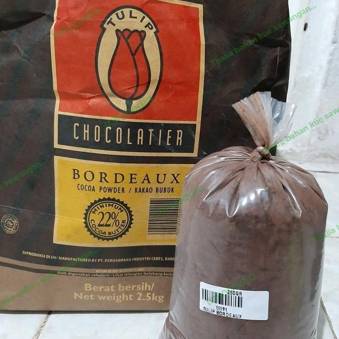 

TULIP BOURDEUX COKLAT BUBUK 250GR ECER, CAMPURAN ADONAN, TOPPING DLL