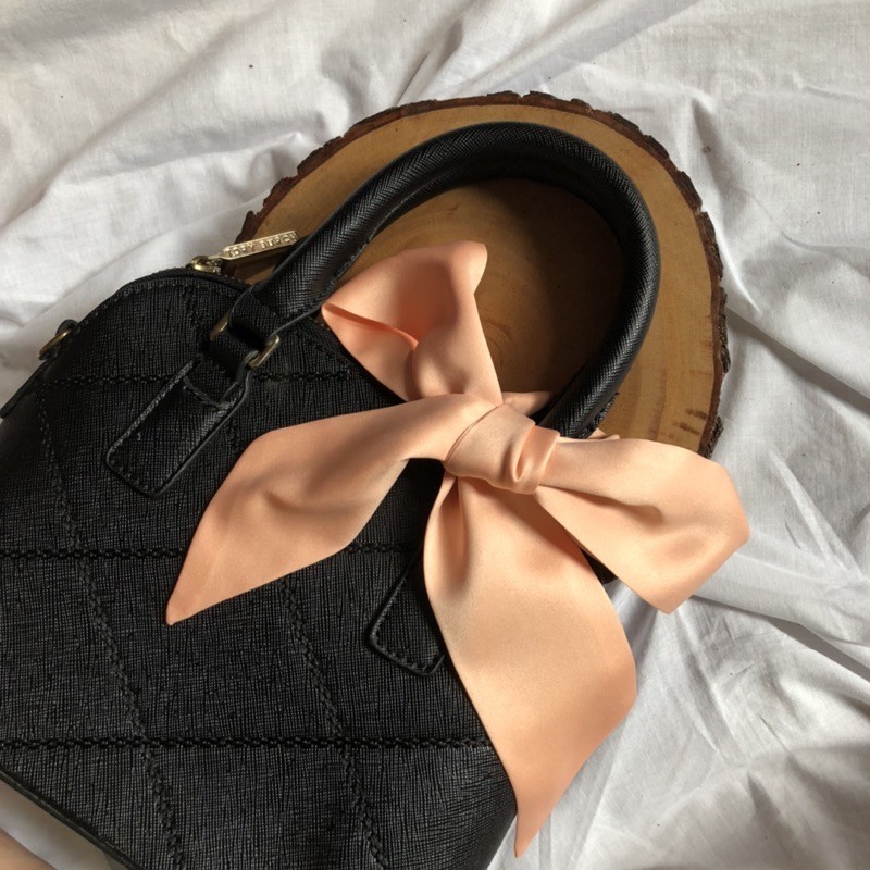 Mini Syal Scarf Leher / Dasi Kecil / Ikat Rambut Aksesoris Tas - Warna Polos Merah Biru Orange Taro