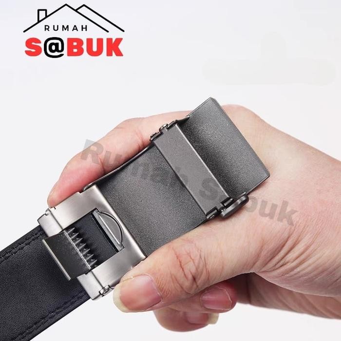 Stailo- Sabuk Pria Kulit Metal Buckle / Ikat Pinggang Pria Wanita Kulit Pu Besi
