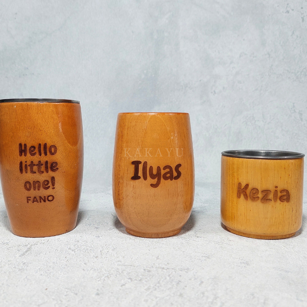 Bombardilomedis Gelas Kayu Mahoni Ukir / Gelas Kayu Stainless / Gelas Souvenir Kayu / Gelas Mug Unik
