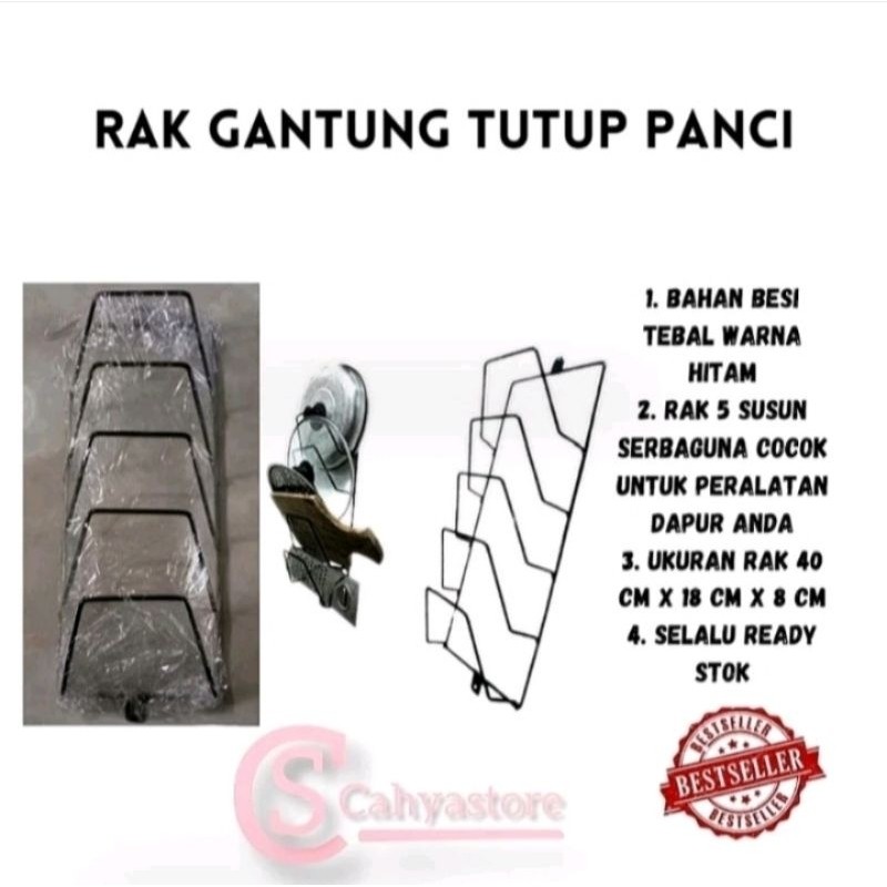 Bombardilomedis Rak Tutup Panci Gantung Dinding Besi Tebal