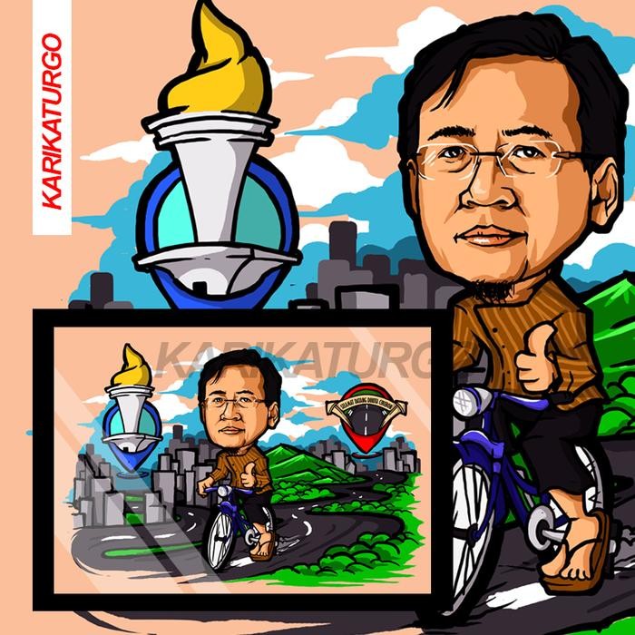 Karikatur Wajah Dengan Bingkai Minimalis Ukuran A3 #Gratisongkir