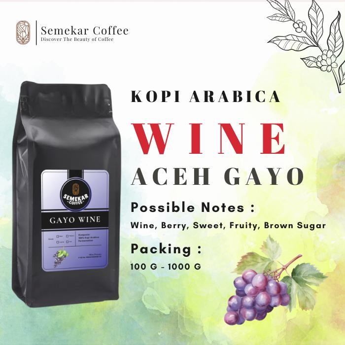 

Kopi Arabica Specialty Gayo Wine Coffee By Semekar Organik Biji Bubuk Espresso Hitam Serbuk Minuman