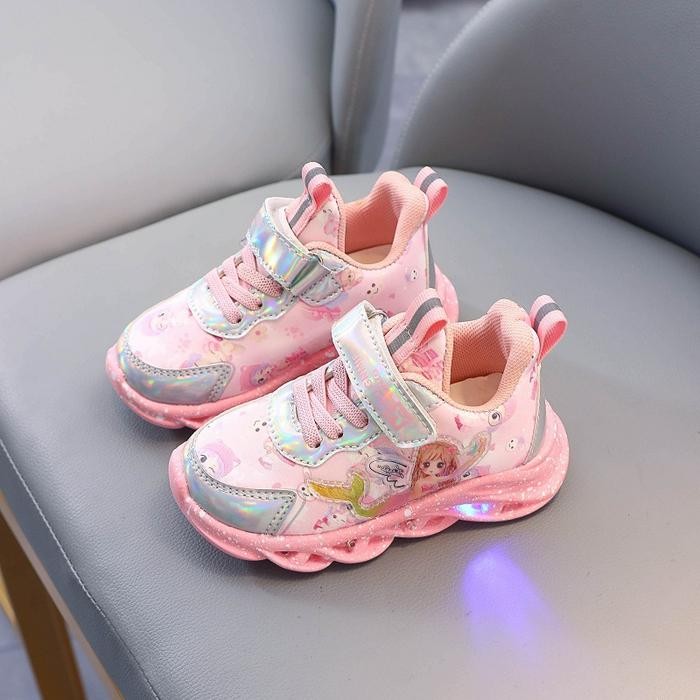 1001 Sepatu Sneakers Anak Perempuan Mermaid LED 21-30 Sepatu Anak Laki Laki Sepatu Anak Perempuan