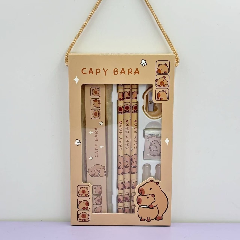 

8Pcs/Box Capybara Cartoon Kindergarten School Start Prizes Portable Stationery Set Gift Box Student