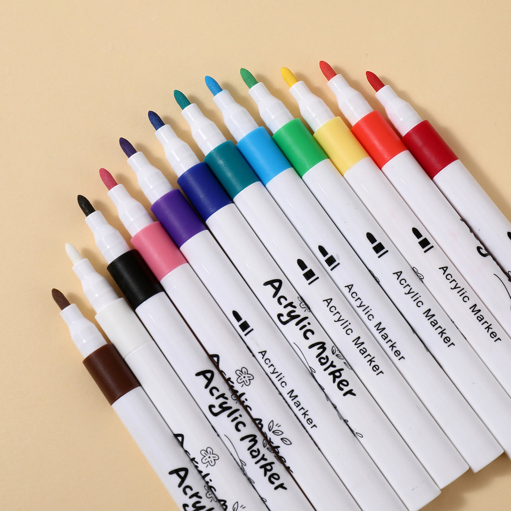 

12 Acrylic Paint Pens Markers, Fabric Markers For Textile, Canvas, Paper, Diy, Paint Markers For