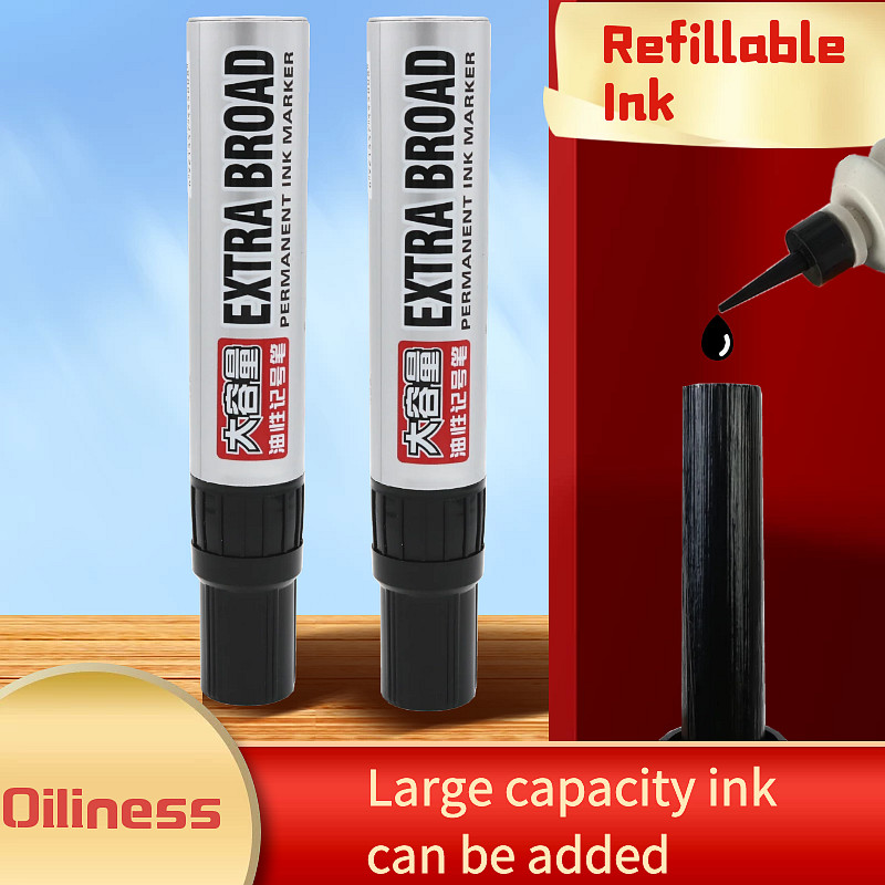 

Large Capacity Marker Permanent Refillable Ink Reuse Big Marker Pens Waterproof Pen Black Art Marker