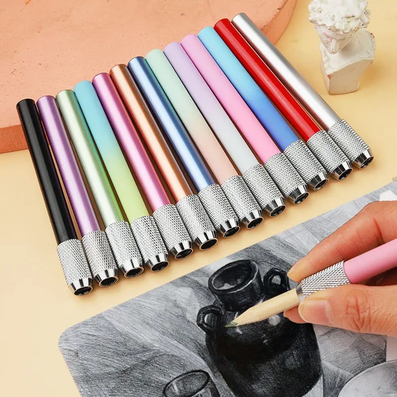 

6/8Pc New Writing Metal Color Rod Adjustable Dual Head /Single Head Pencil Extender Holder Sketch