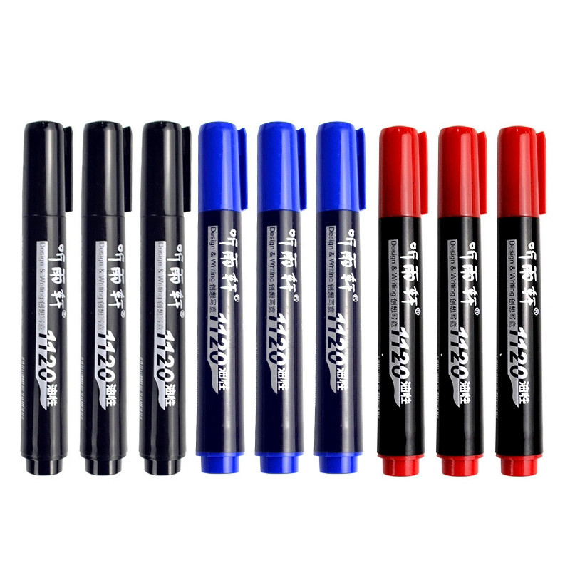 

3/6Pcs Black/Blue/Red Permanent Marker Pens, Fine Tip, Waterproof, Quick Drying