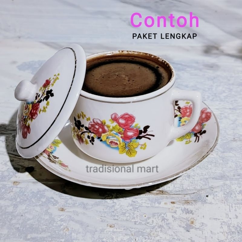 Terapitrendy Tutup Mug Cangkir Kopi Porcelain / Tutup Cangkir Kopi Keramik Motif Jadul