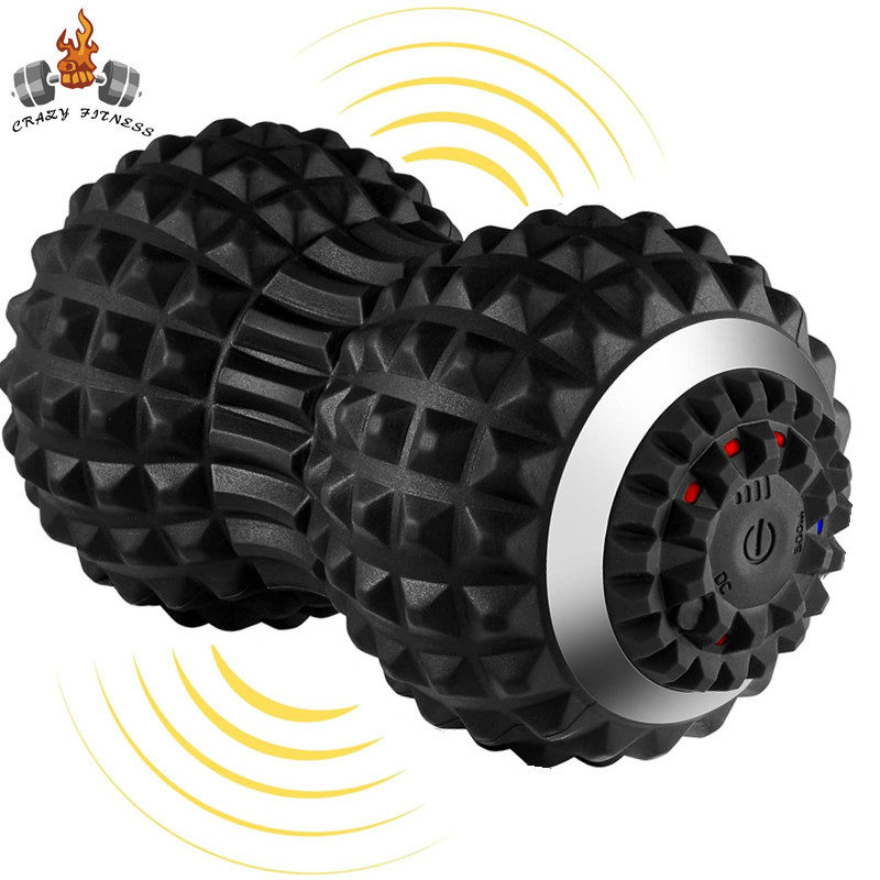 Electric Massage Peanut Ball 4-Speed Vibrating USB Rechargeable Sport Yoga Foam Roller Muscle Relaxa