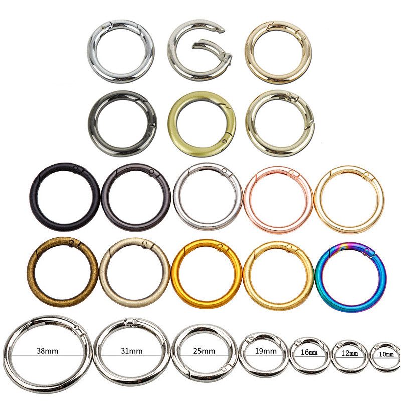 

2Pcs Metal O Ring Spring Clasps Openable Round Carabiner Keychain Bag Clips Hook Dog Chain Buckles