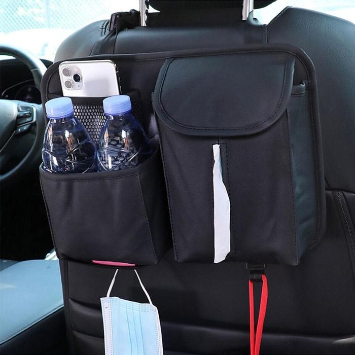 Tas Barang Mobil Belakang Jok Kulit Kotak Tisu Mobil Gantung Multifungsi Tas Organizer Belakang Jok