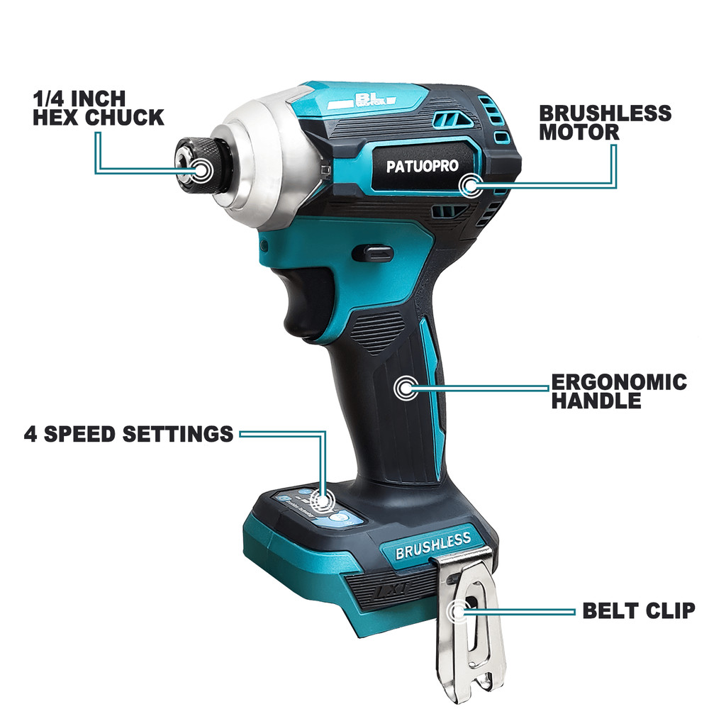 Cordless Impact Driver Kit Brushless 1/4-Inch Hex Impact Driver for Makita 18v Battery(No Battery)