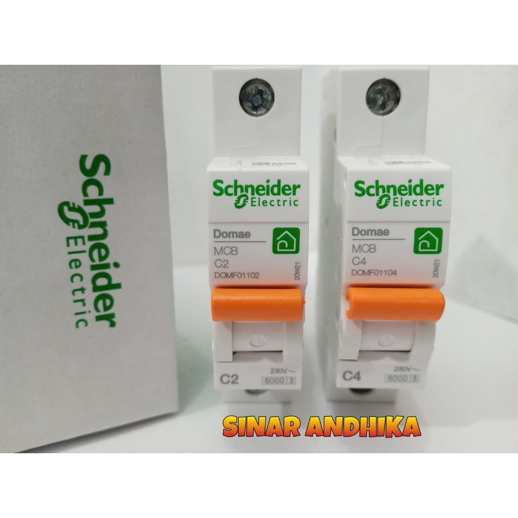TerbaikTerlarisNIh- MCB SCHNEIDER DOMAE 1 PHASE 2AMP/4AMP (4500K-6000K)