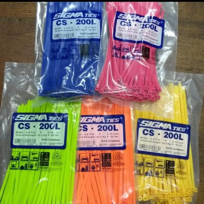 

Kabel Ties Warna/Cable Tie Sigma 200L Biru Pink Hijau Orange Kuning