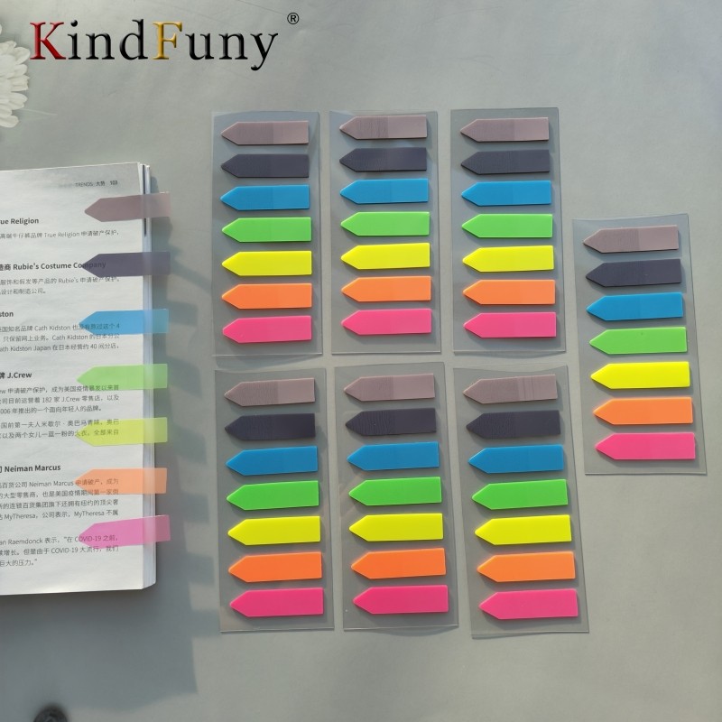 

7Packs Colorful Transparent Fluorescent Index Tabs Pet Sticky Note Page Marker Planner Stickers