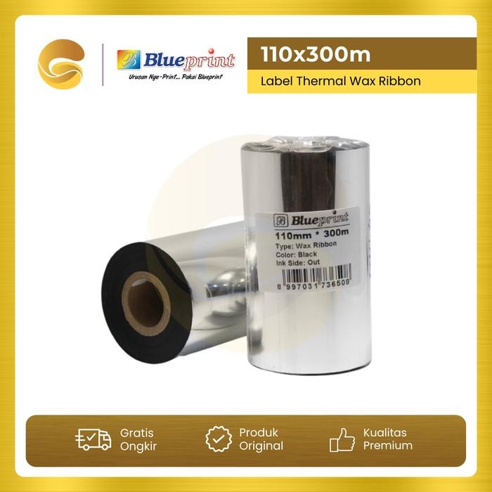 

SobatSaga BLUEPRINT Wax Ribbon 110x300m Barcode Label Thermal Transfer Ribbon