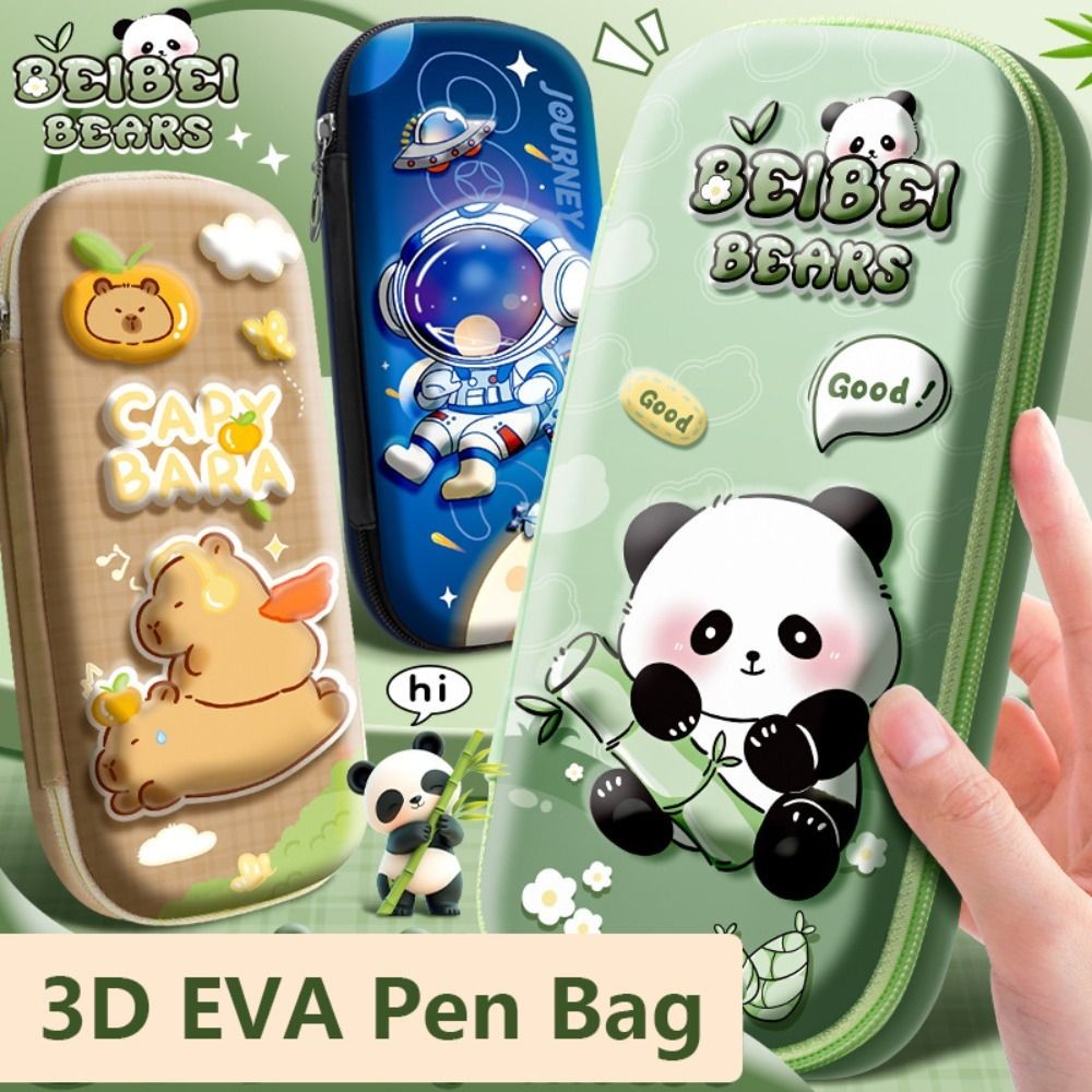 

Multifuncional Capybara/Panda/Astronaut Pencil Case Large Capacity Waterproof Pen Box 3D Storage Box
