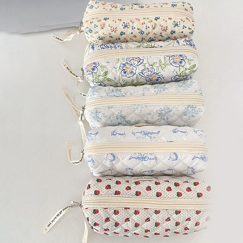 

Fashion Kawaii Pencil Case Korean Style Simple Floral Pencil Pouch For Girl Soft Cotton Large