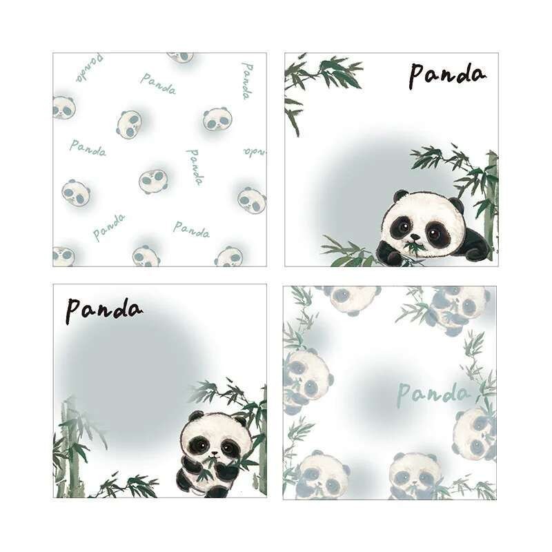 

1 Piece Lytwtw'S Cartoon Adhesive Cute Kawaii Panda Notes Notepad Memo Pad Office School Supplies