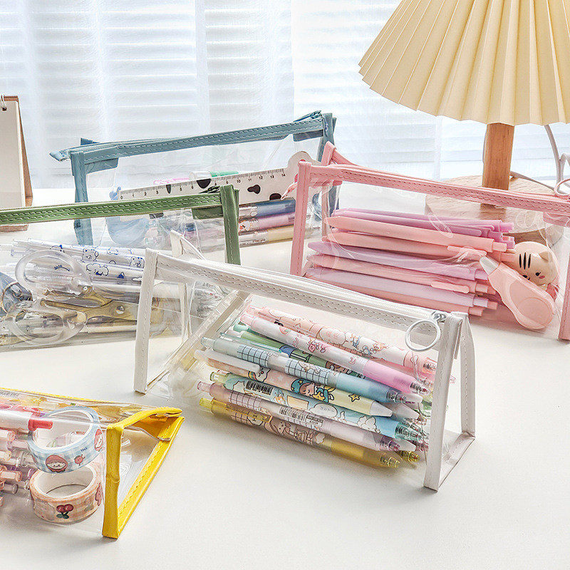 

Ins Style Transparent Cosmetic Bag Kawaii Waterproof Pencil Bags For Students Stationery School