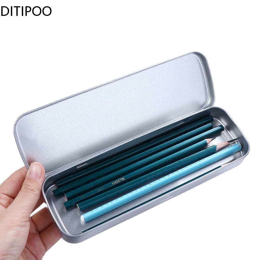 

Simple Metal Pencil Case Aluminum Stationery Boxes Tin Pen Box Multifunction Storage Box Stationery