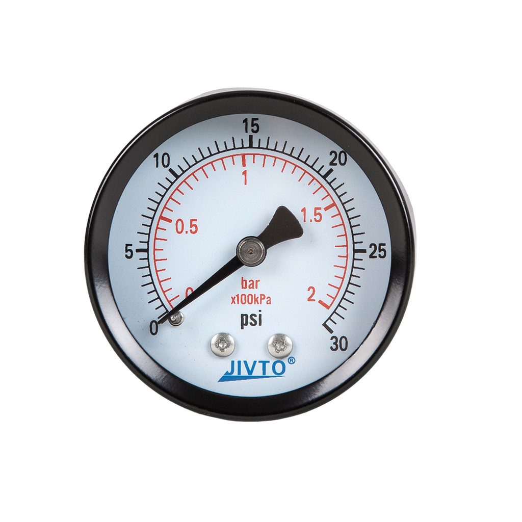 

Jivto Dry Pressure Gauge, Steel Case And Ring, 1-1/2" Dia,30, 60, 100 Psi & Bar, 1/8" Npt Back