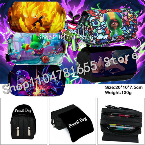 

Green Color Double Layer Large Pencil Case Canvas Stretch Capacity Pencil Box Cute School Stationery