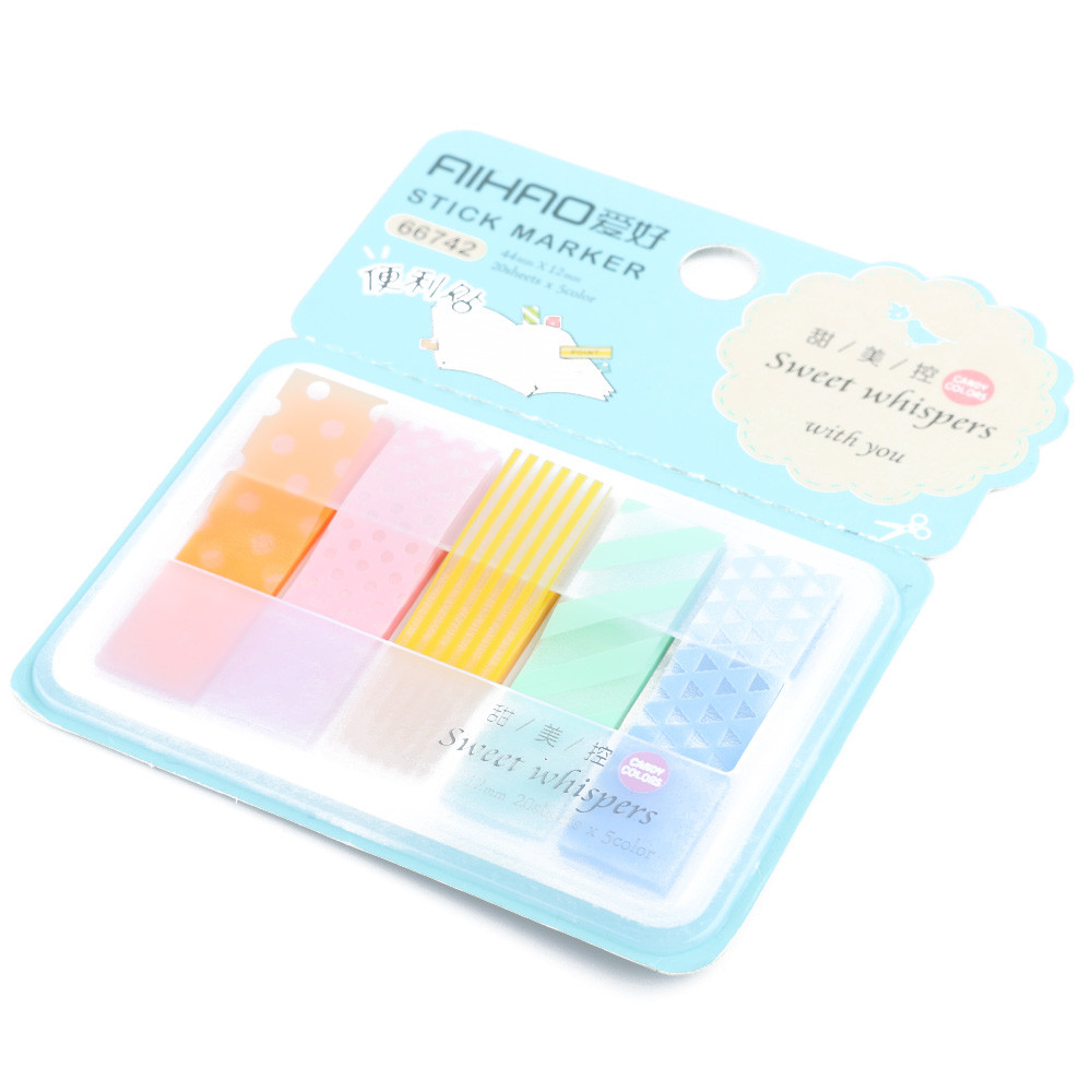 

1Pc Cute Candy Colored Stick Markers Book Page Index Flag Sticky Notes Memo Pad Paster Stickers