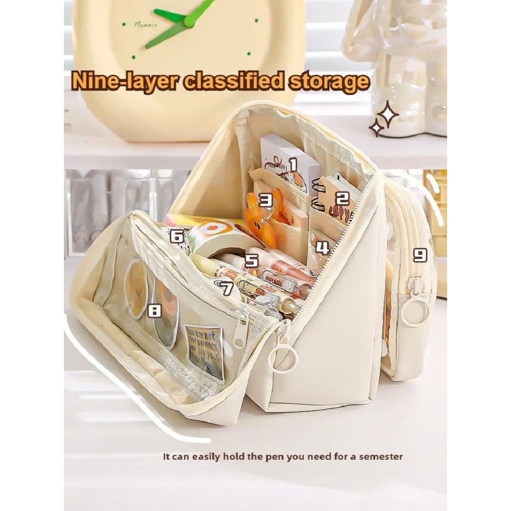 

Extra Large Capacity Pencil Case Pen Pouch 9-Layer Double-Sided Detachable Pen Bag Student Visual